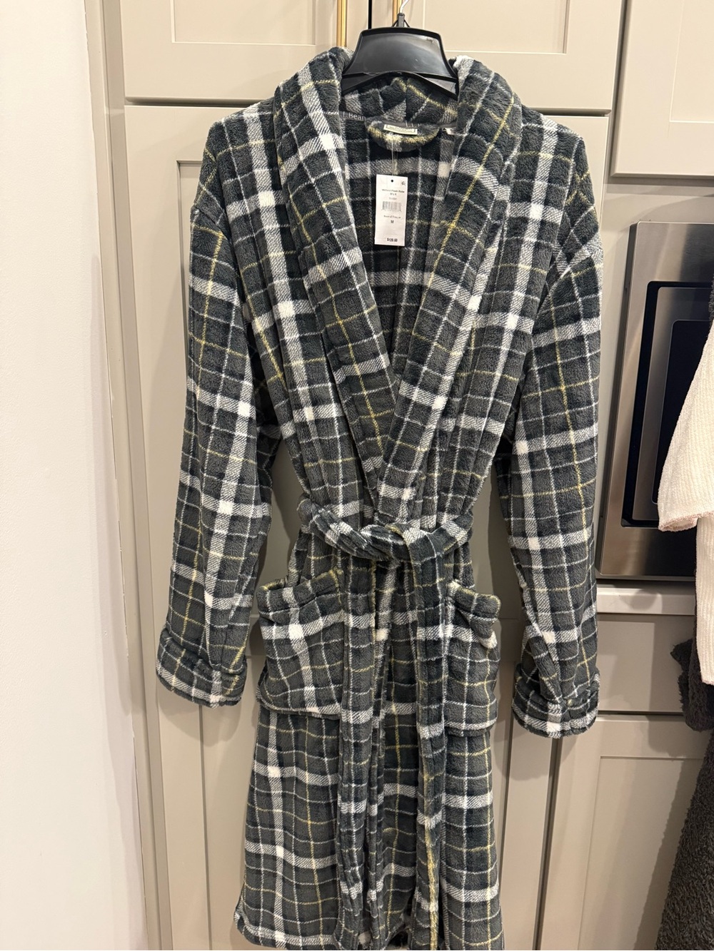 L.L. Bean Robe Mens Medium Plaid Wicked Plush Belted Sleepwear NEW $120